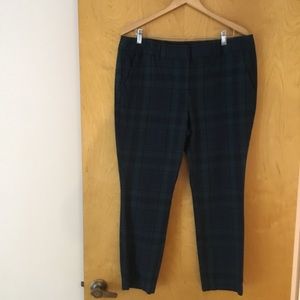 LOFT blue/green checked Marissa pants